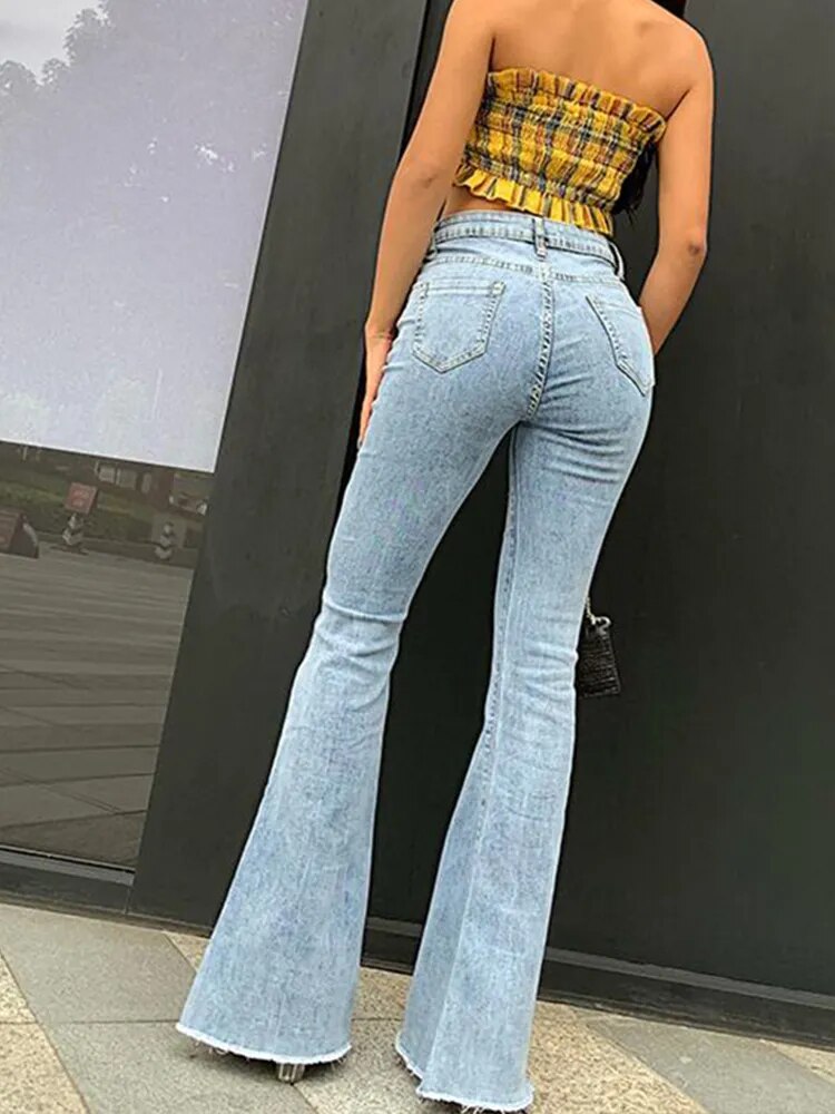 Vintage denim flared jeans for Women Hakko