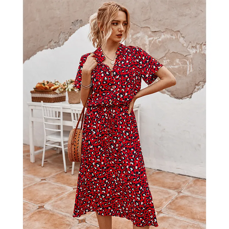 Sommerliches böhmisches Polka-Dot-Kleid für Damen
