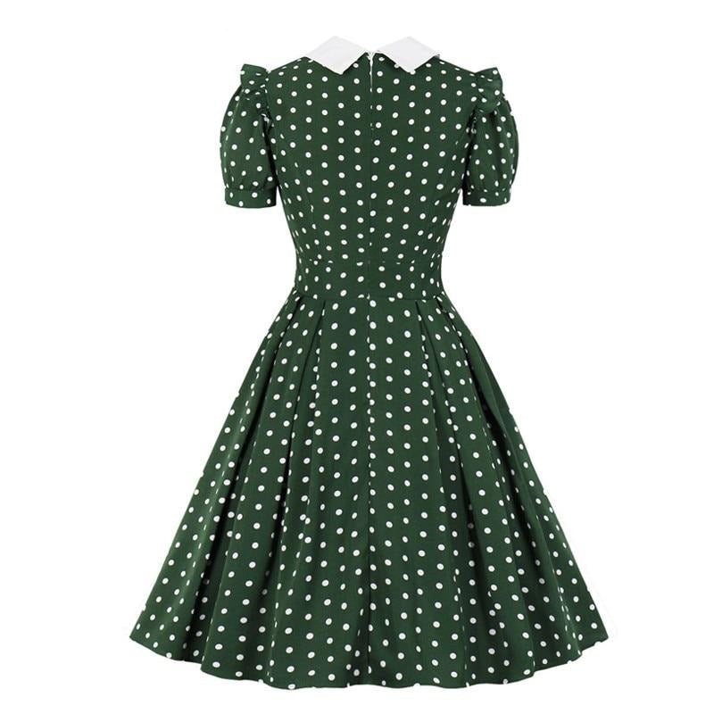 Robe vintage Verte à Pois