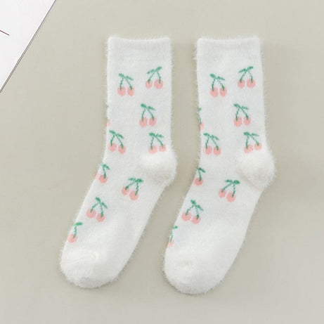 Chaussettes femme en peluche avec motif fruits Latasha