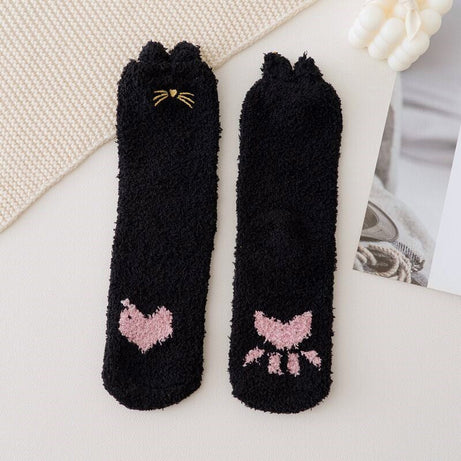 Chaussettes longues et moelleuses pour femme avec motif empreinte de patte Lainey