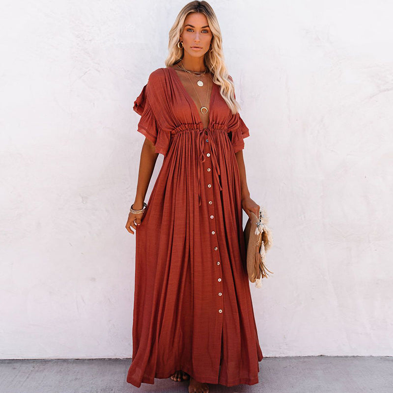 Langes schickes böhmisches Kleid Rost