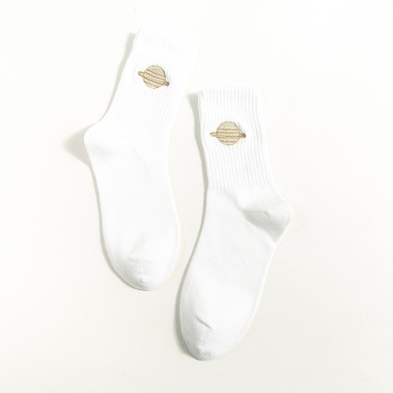 Chaussettes longues femme douces avec broderie cosmique Imani