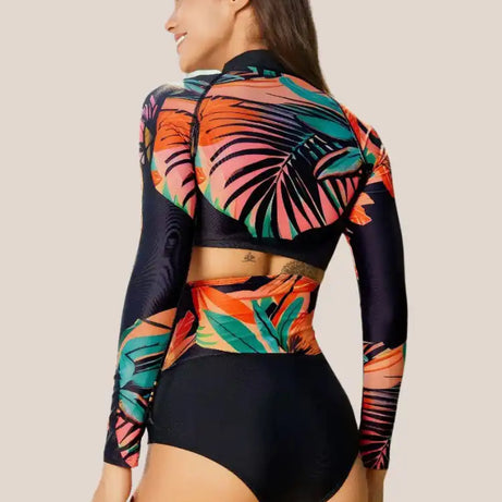Maillot de bain crop top manche longues