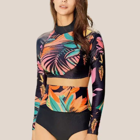 Maillot de bain crop top manche longues