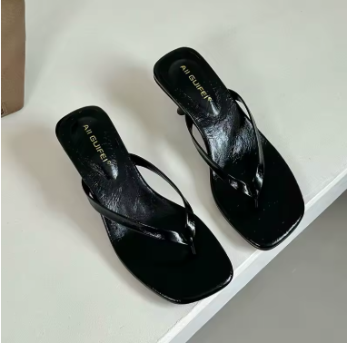 Sandales à Talons Fins avec Bout Carré et Brides Fines