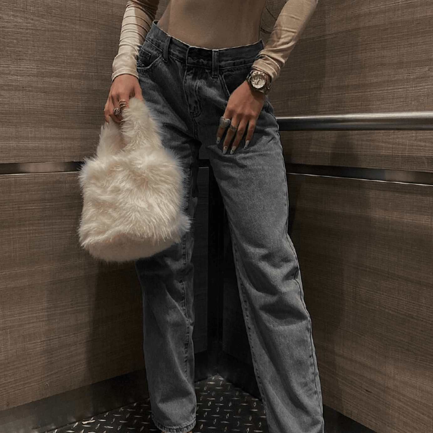 Raarrala | Jeans denim baggy avec déchirures à l'arrière