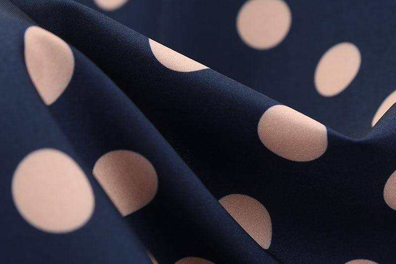 Robe vintage Bleue Marine à Gros Pois