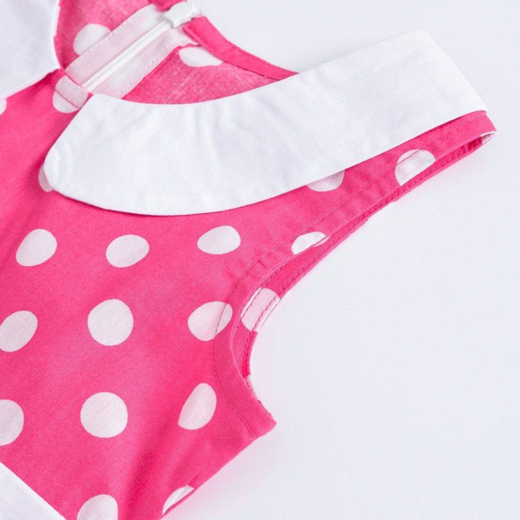 Robe vintage Rose à Pois Blanc Pour Enfant