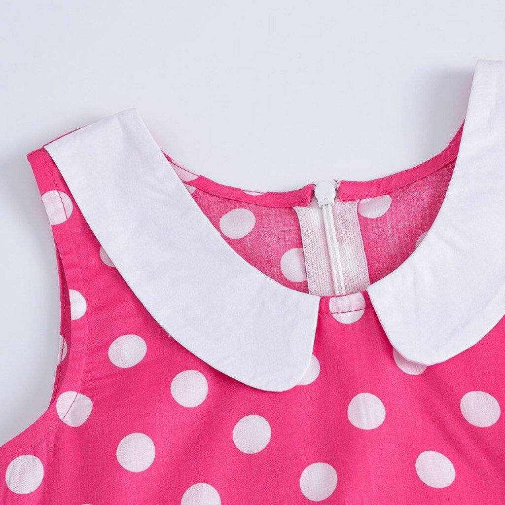 Robe vintage Rose à Pois Blanc Pour Enfant