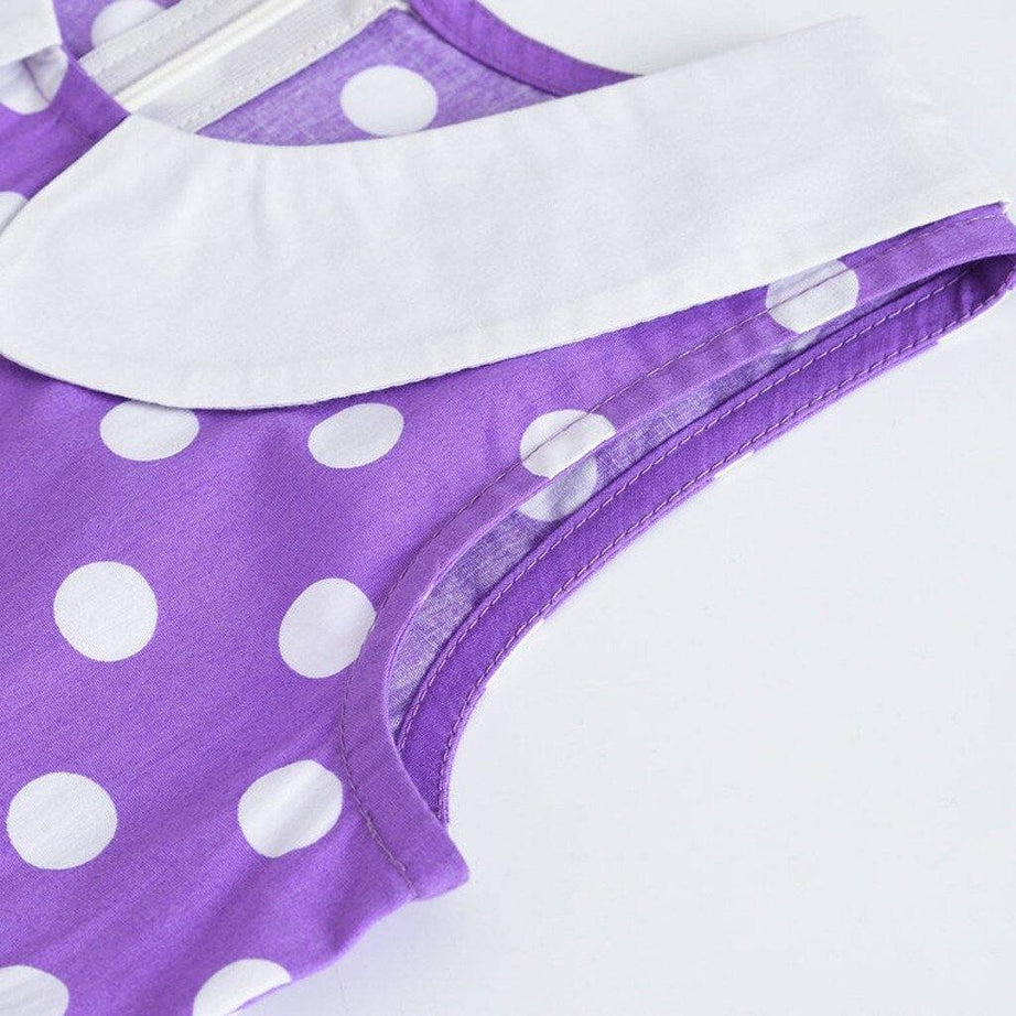 Robe vintage Violette à Pois Blanc Pour Fille