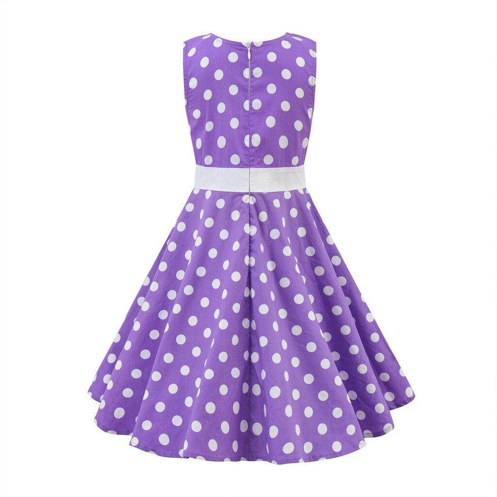 Lila Vintage-Kleid mit weißen Punkten für Mädchen