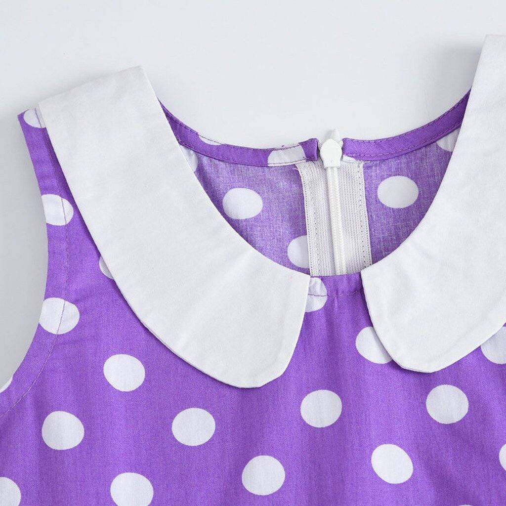 Robe vintage Violette à Pois Blanc Pour Fille
