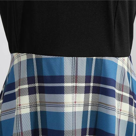 Robe vintage Vichy Bleue Col en V