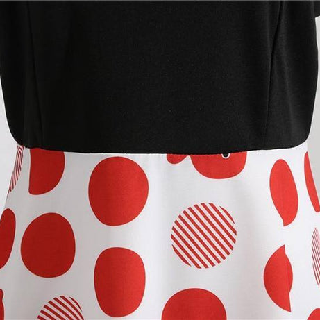 Robe Blanche & Noire à Pois Rouge