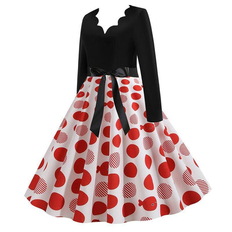 Robe Blanche & Noire à Pois Rouge