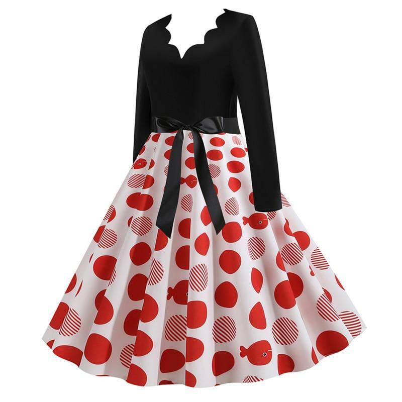 Robe Blanche & Noire à Pois Rouge