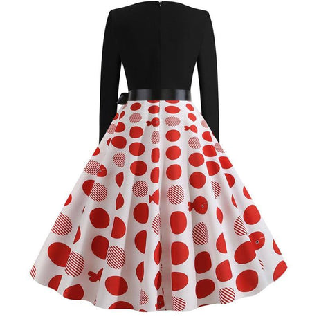 Robe Blanche & Noire à Pois Rouge