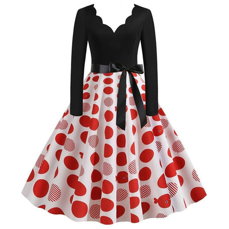 Robe Blanche & Noire à Pois Rouge