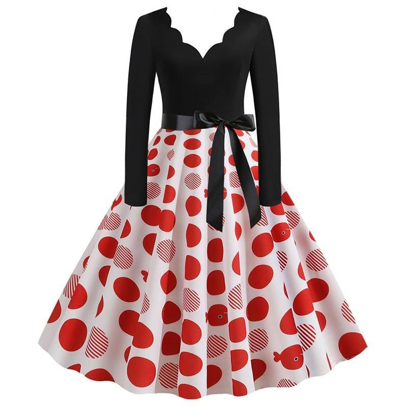 Robe Blanche & Noire à Pois Rouge