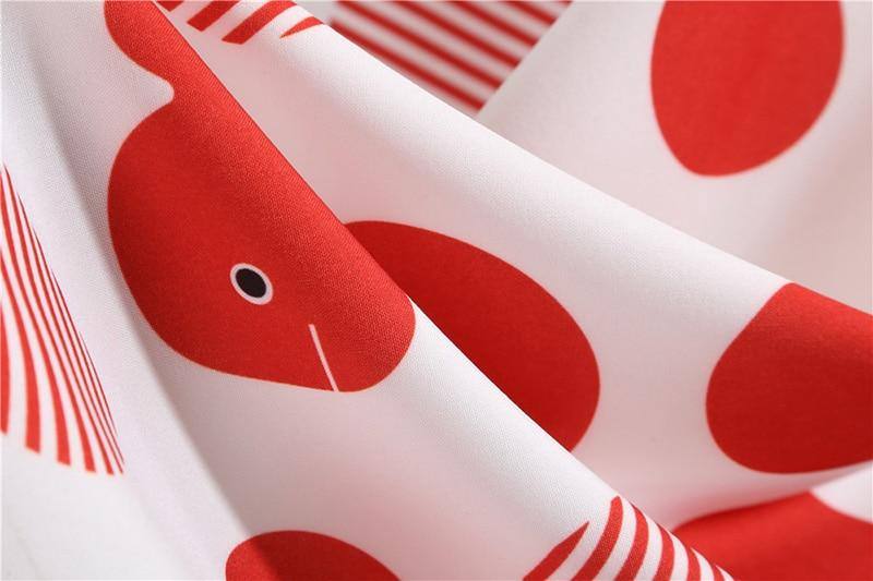 Robe Blanche & Noire à Pois Rouge