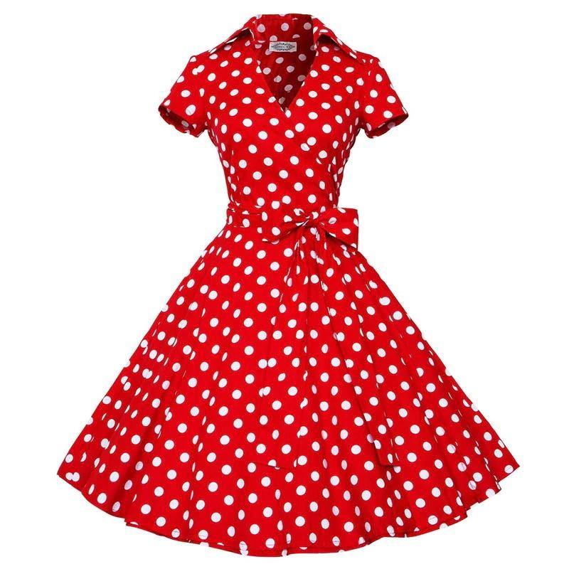 Rotes Vintage-Kleid mit weißen Polka Dots