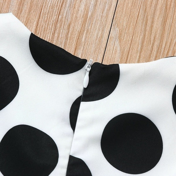 Robe vintage Blanche à Gros Pois Noirs Pour Enfant