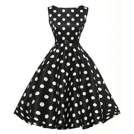Robe vintage Noire à Pois Blancs