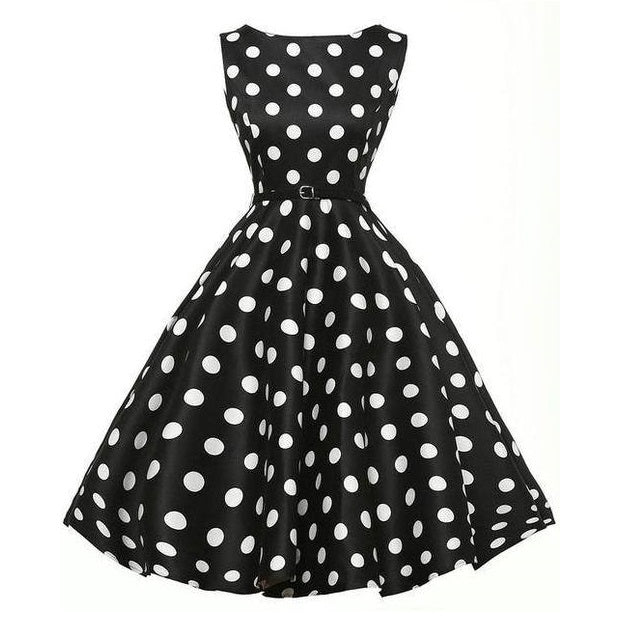 Robe vintage Noire à Pois Blancs
