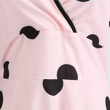 Robe vintage Rose à Pois Noirs Sans Manches