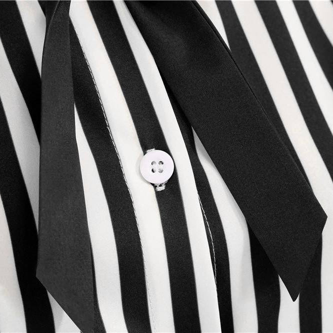 Robe vintage à Chemisier Rayée en Noir et Blanc
