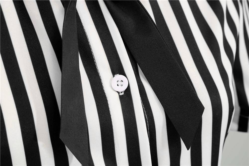 Robe vintage à Chemisier Rayée en Noir et Blanc