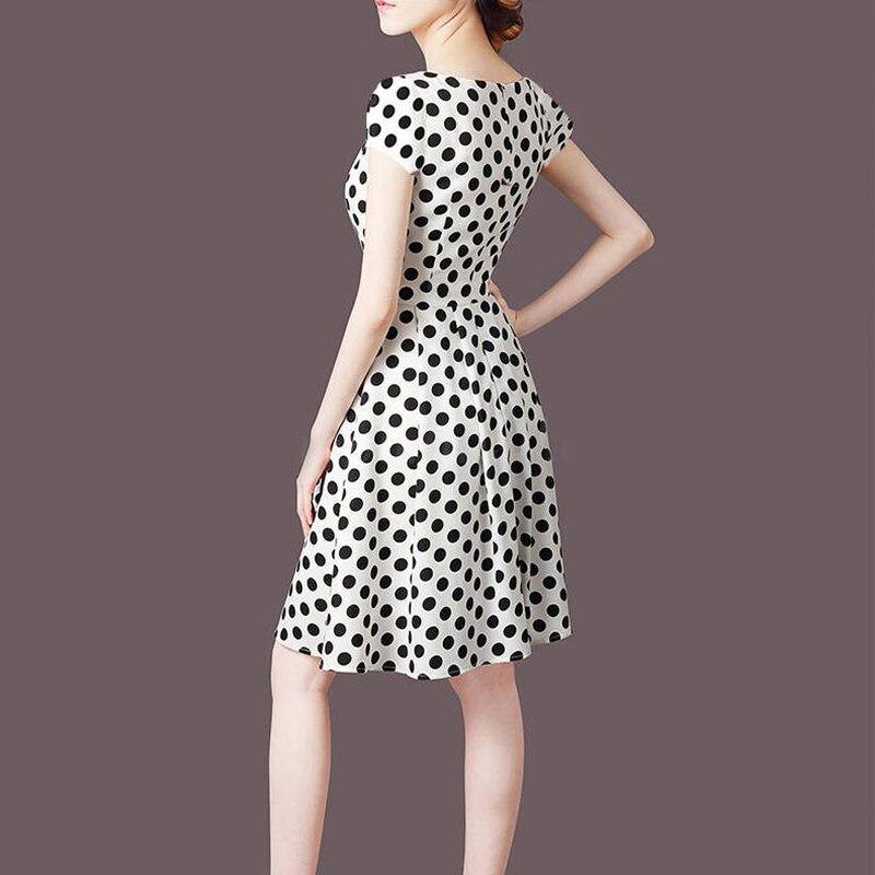 Robe vintage Crayon Blanche à Pois Noirs