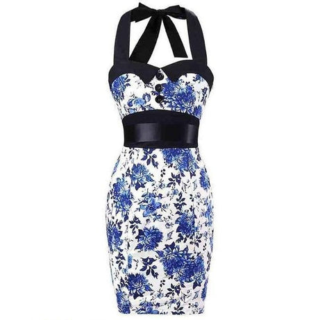 Robe vintage Crayon Fleurs Bleues