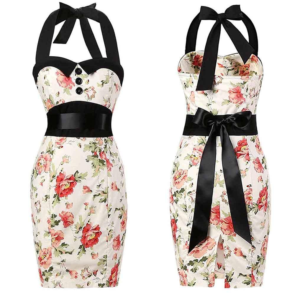 Vintage Bleistiftkleid Strahlende Blumen