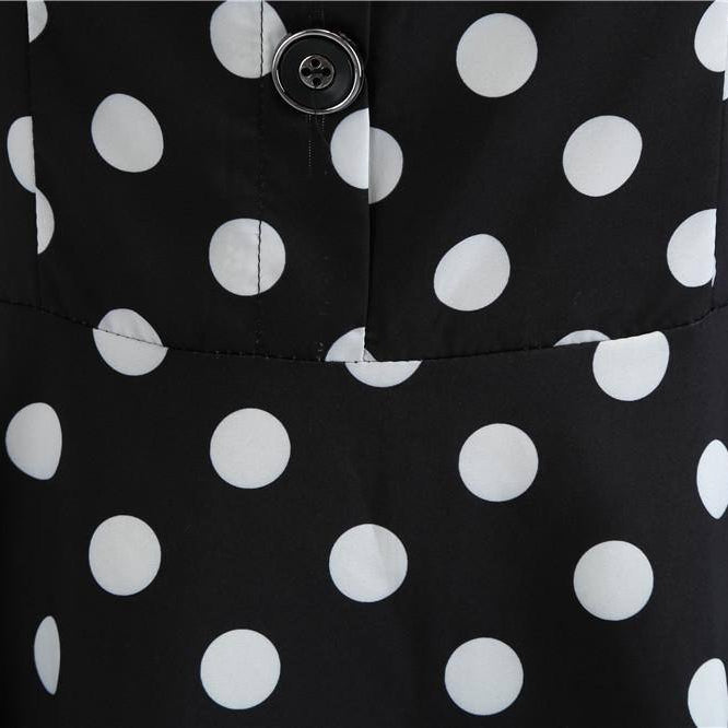 Robe vintage Demoiselle d'Honneur Noire à Pois Blancs