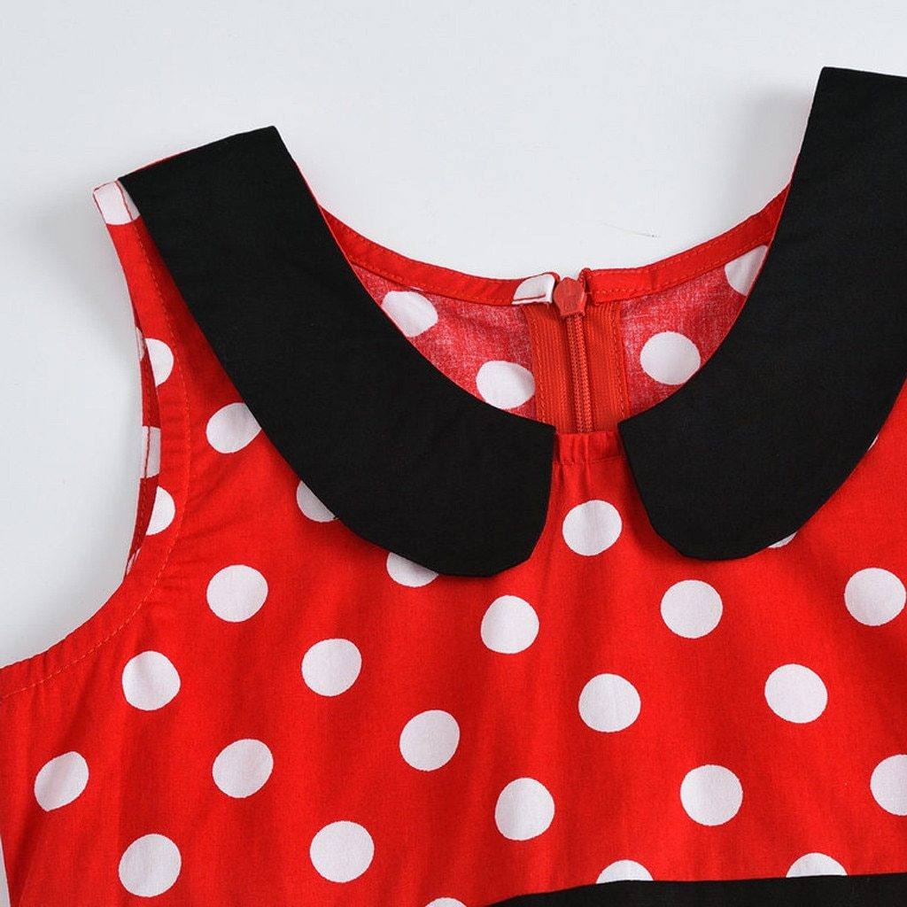 Robe vintage Rouge à Pois Blancs Pour Enfant