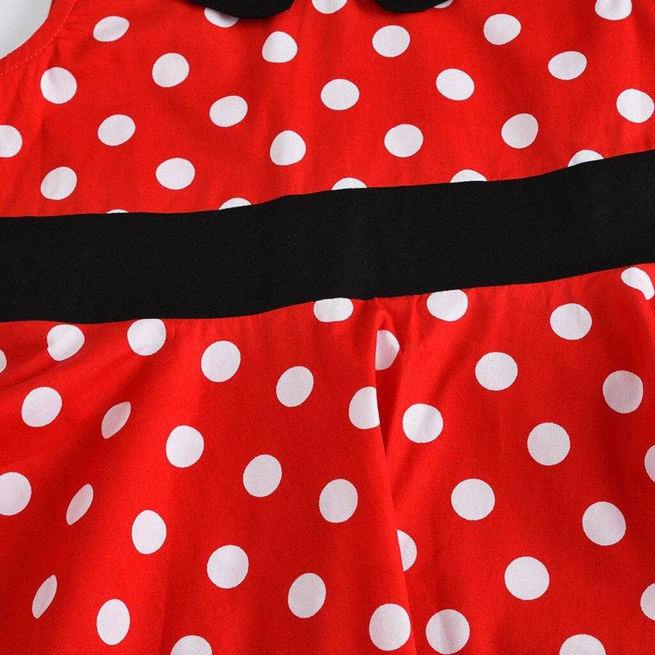 Robe vintage Rouge à Pois Blancs Pour Enfant