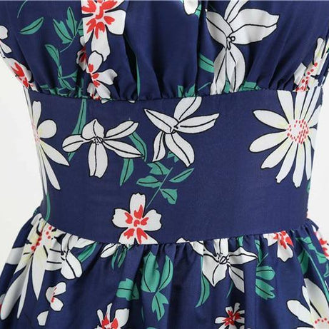 Robe vintage Bleue Marine Fleurie