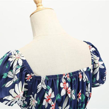 Robe vintage Bleue Marine Fleurie
