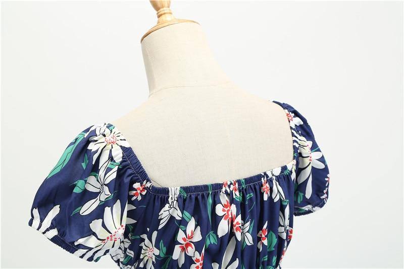 Robe vintage Bleue Marine Fleurie
