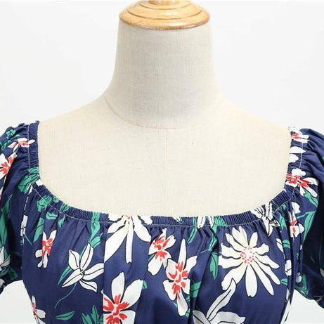 Robe vintage Bleue Marine Fleurie