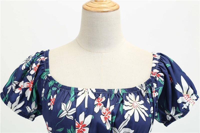 Robe vintage Bleue Marine Fleurie