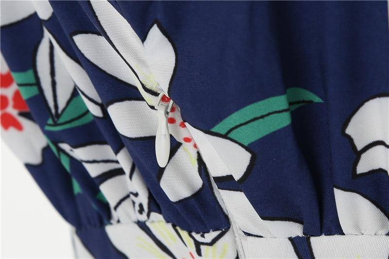 Robe vintage Bleue Marine Fleurie