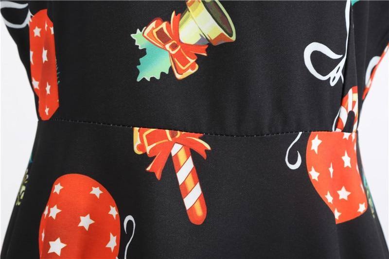 Robe vintage Noire à Motifs Noël