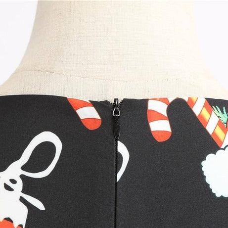 Robe vintage Noire à Motifs Noël