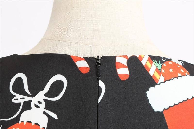 Robe vintage Noire à Motifs Noël