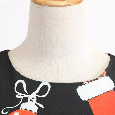 Robe vintage Noire à Motifs Noël