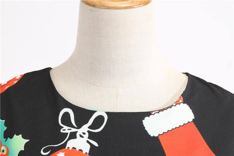 Robe vintage Noire à Motifs Noël
