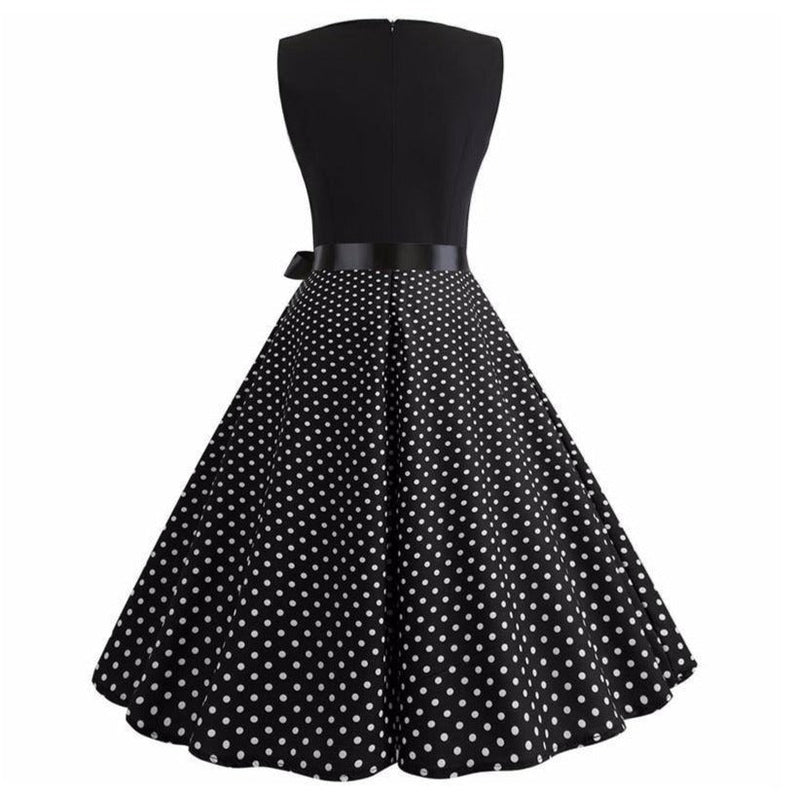 Robe vintage Noire à Pois Blanc à Petit Prix